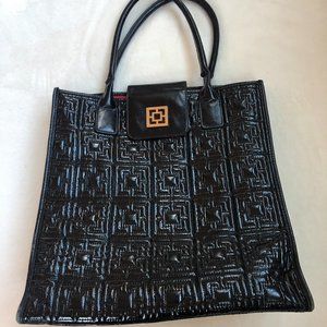 Trina Turk Black Patent Expandable Tote
